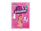 Pink sticker book with 555 stickers, featuring cartoon ponies and a dragon, for ages 4+