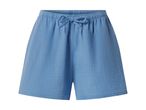 Light blue crinkled cotton shorts with an elasticated waist and drawstring.