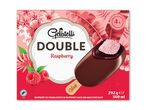 Pakke med hindbæris overtrukket med hindbærsauce og mælkechokolade, 4 stk.