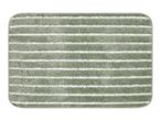 Green bath mat with white horizontal stripes and rounded corners