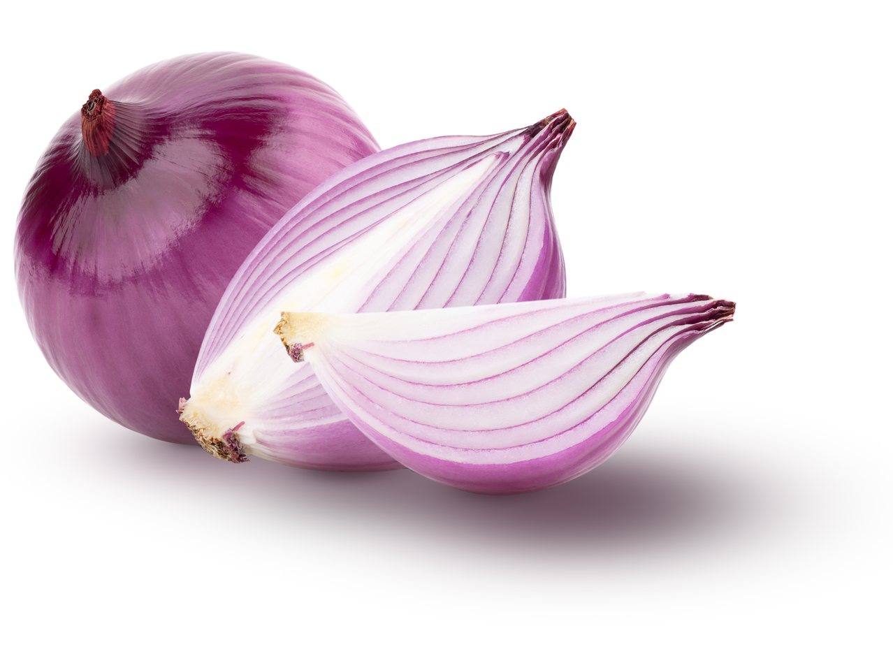 Red onions: whole and sliced.