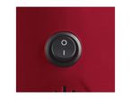 Close-up of a black power switch with 'O' and 'I' symbols on a red surface.
