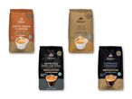 Fire poser Bellarom kaffebønner: Caffè Crema & Aroma, Gold Crema, Espresso Extra Dark Roast og Espresso Cremoso.