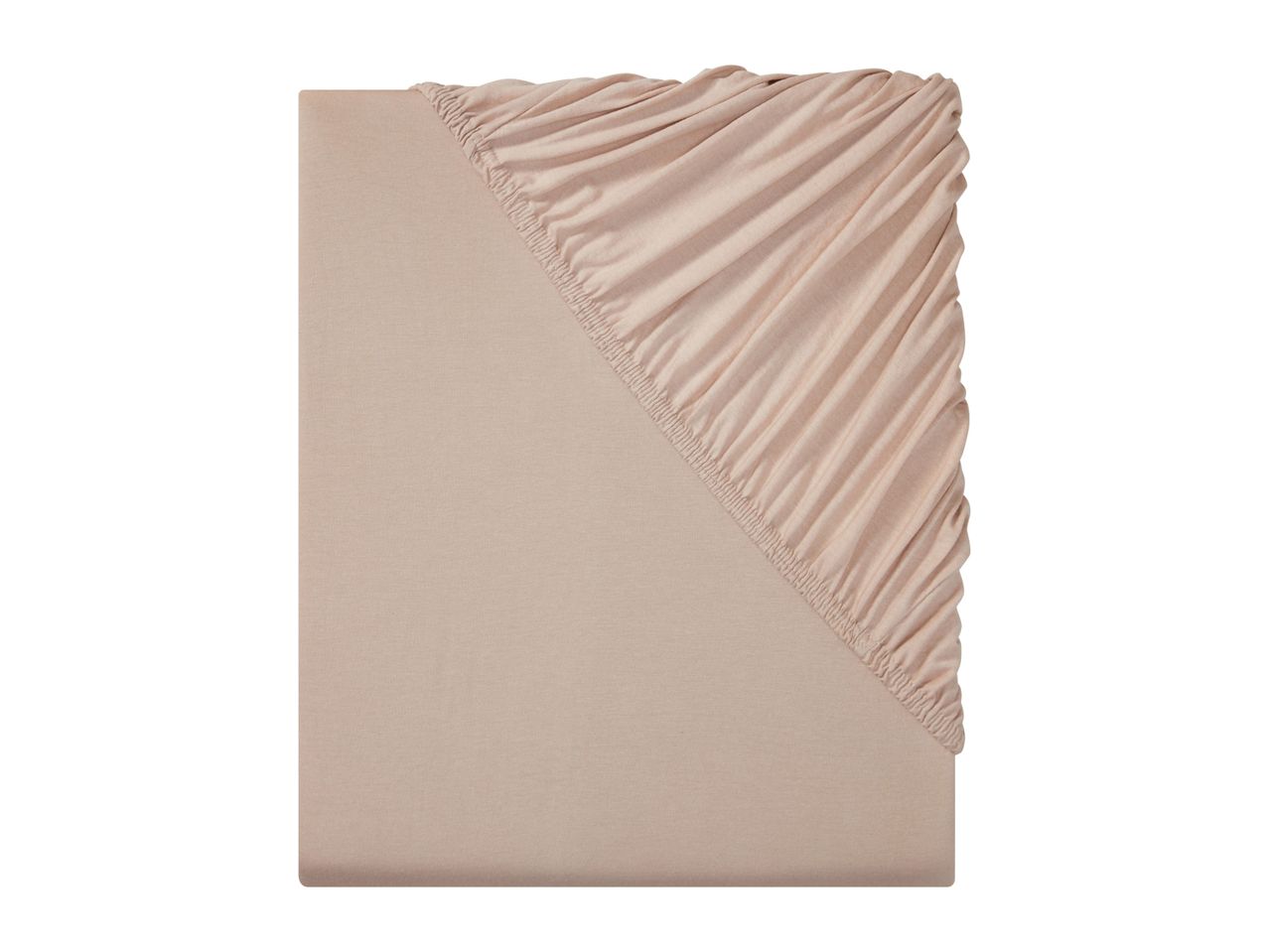 Light pink jersey fitted sheet.