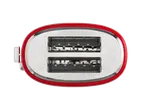 Red Silvercrest® toaster with two slots, top view.