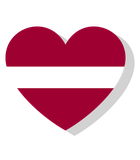 Sirds formas Latvijas karogs, kas simbolizē mīlestību pret Latviju.