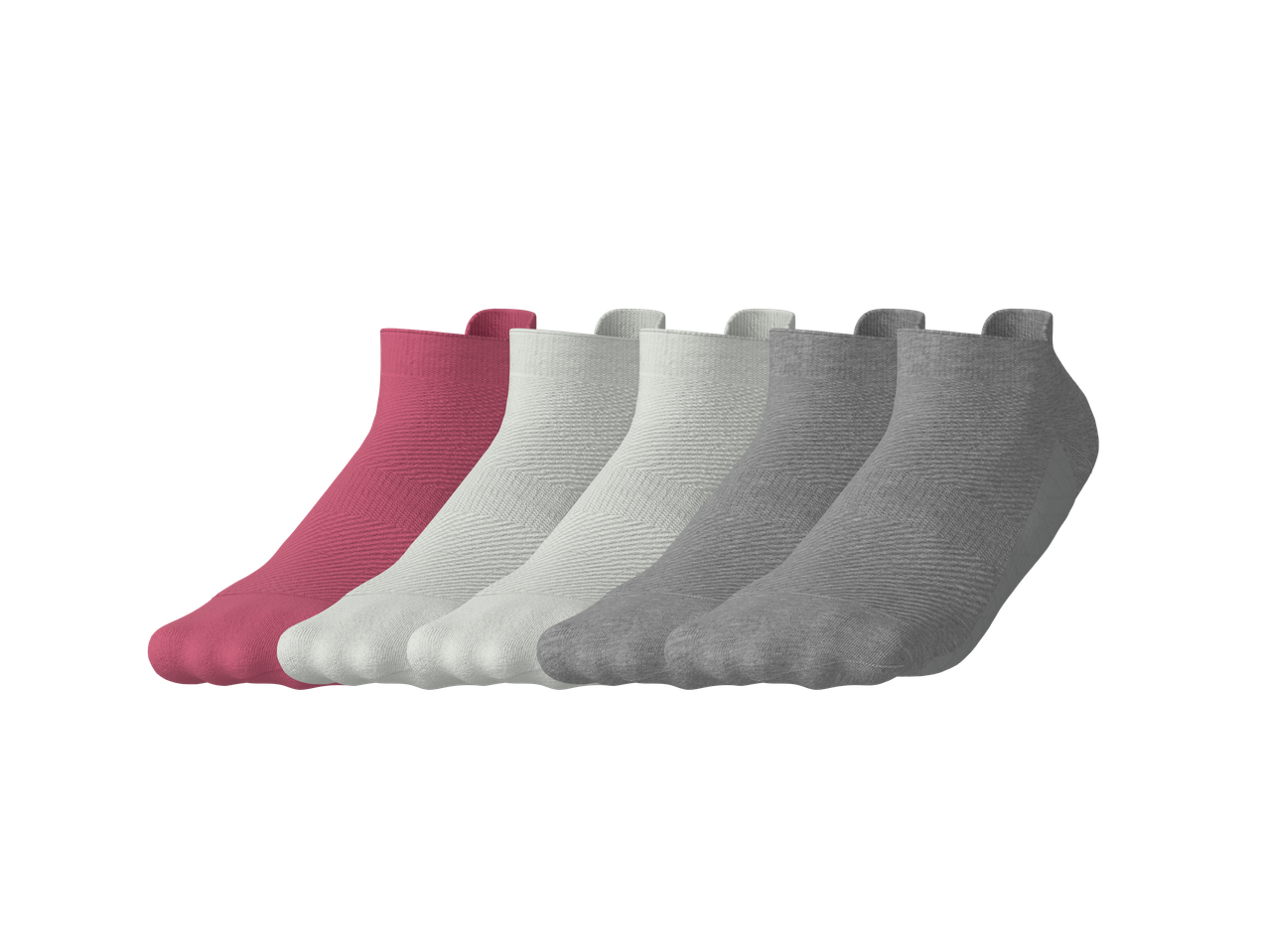 CRIVIT Adult Sports Trainer Socks in pink, white, light grey, and dark grey