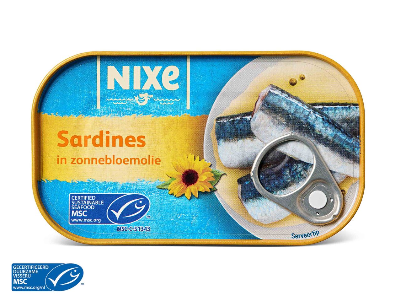 Nixé sardines in zonnebloemolie, MSC gecertificeerd.