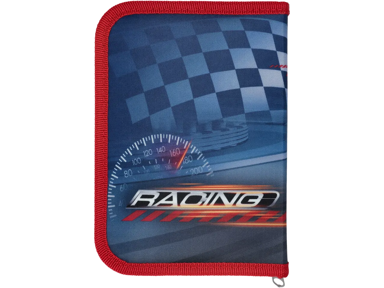 Trusa roșie cu inscripția 'Racing'.