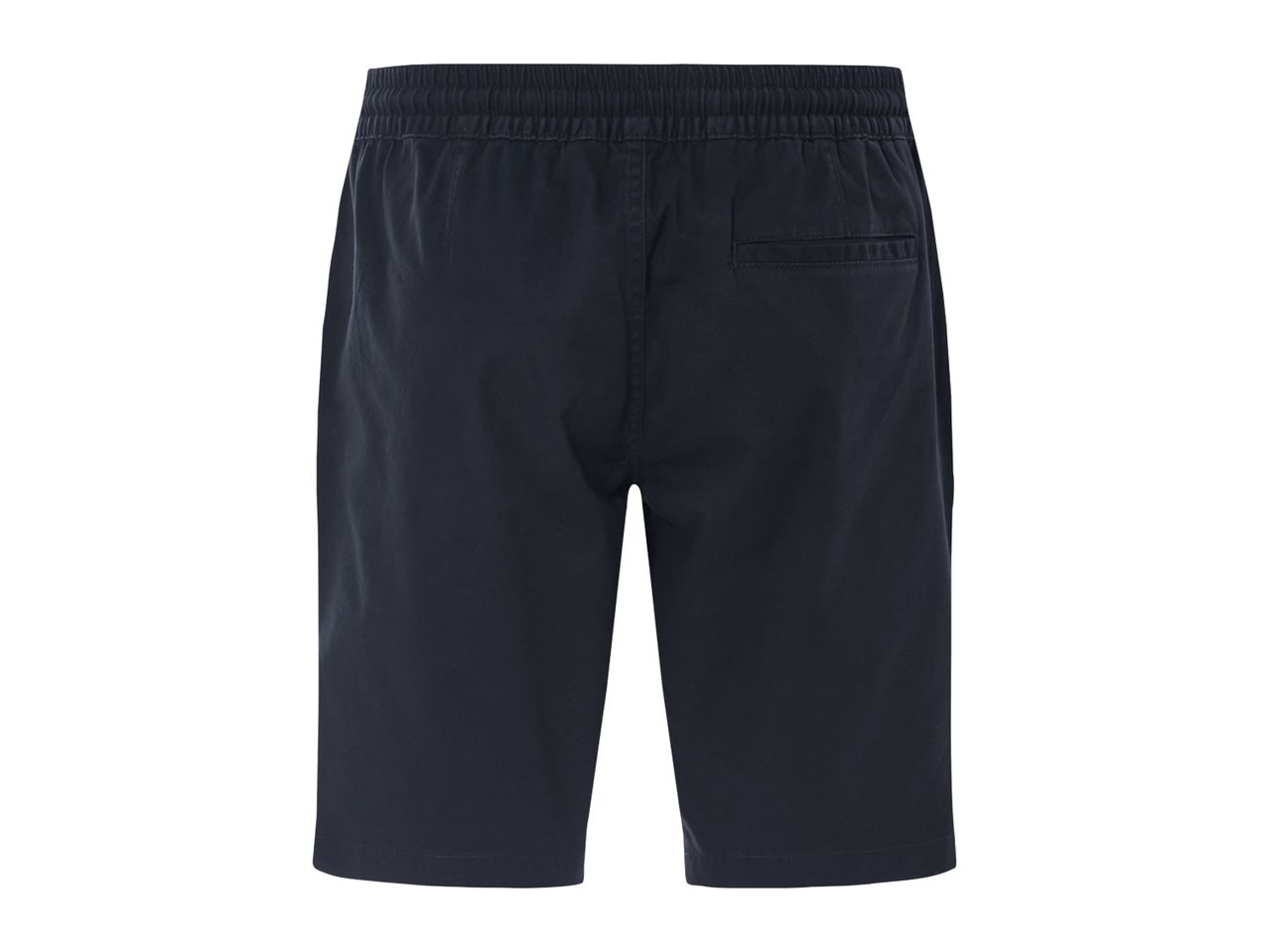 Navy blue pull-on shorts.