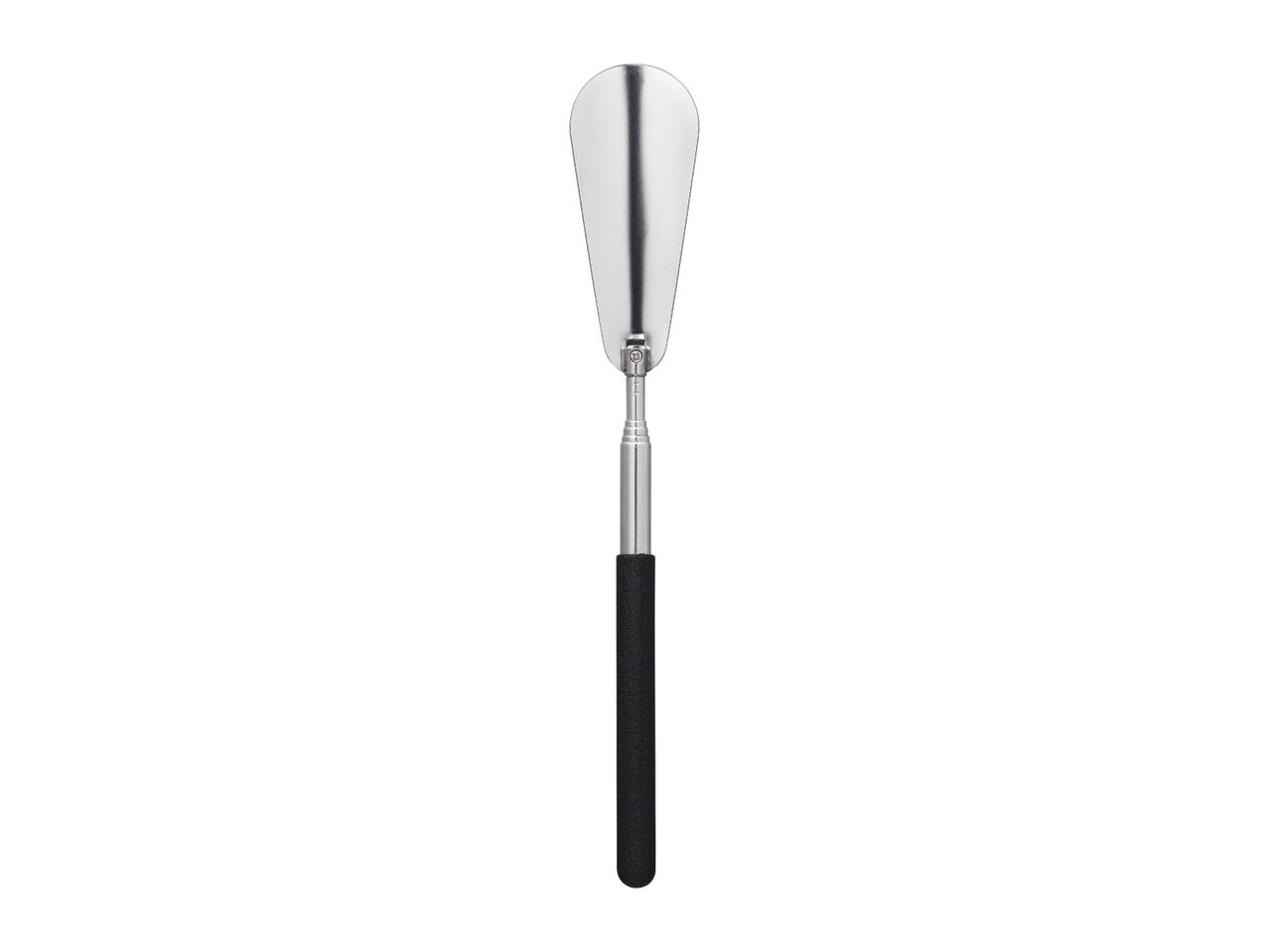 Telescopic metal shoehorn with a black handle