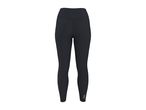 Black women's sports leggings with a high waist and reflective detail.