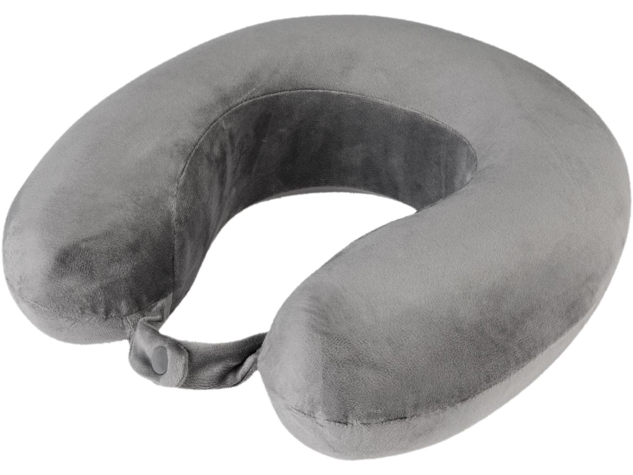 Cuscino da viaggio grigio a forma di U per collo. 