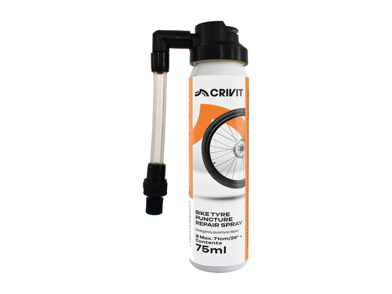 Crivit bike tyre puncture repair spray, 75ml.