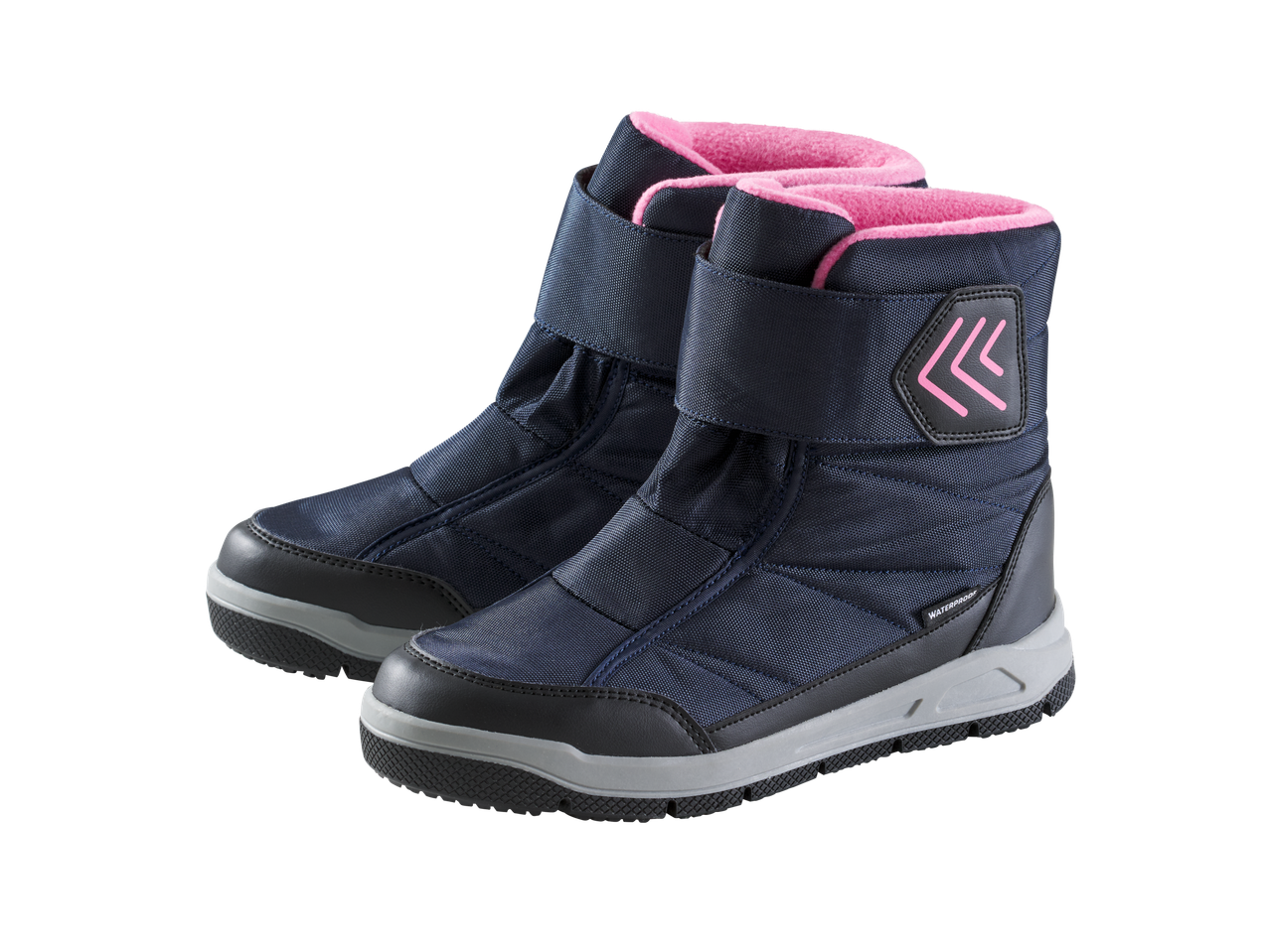 CRIVIT Sniego batai, tamsiai mėlyni su rožiniu vidumi, su lipukais
