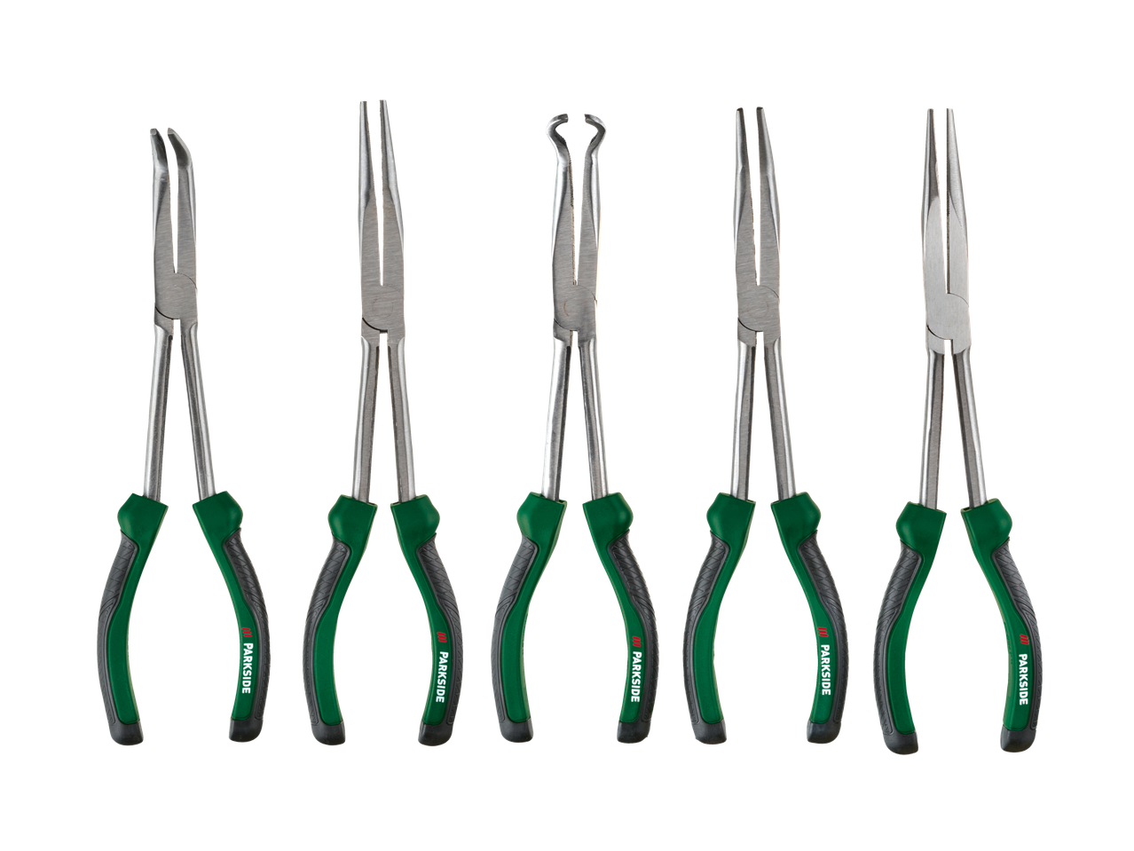 Parkside® replių rinkinys su įvairiomis antgalių formomis, įskaitant tiesias ir lenktas.