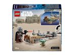 Star Wars Mandalorian and Grogu Speeder Bike set on a desert planet background.