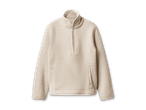 Cremefarbener Fleece-Pullover mit Reißverschluss und Taschen