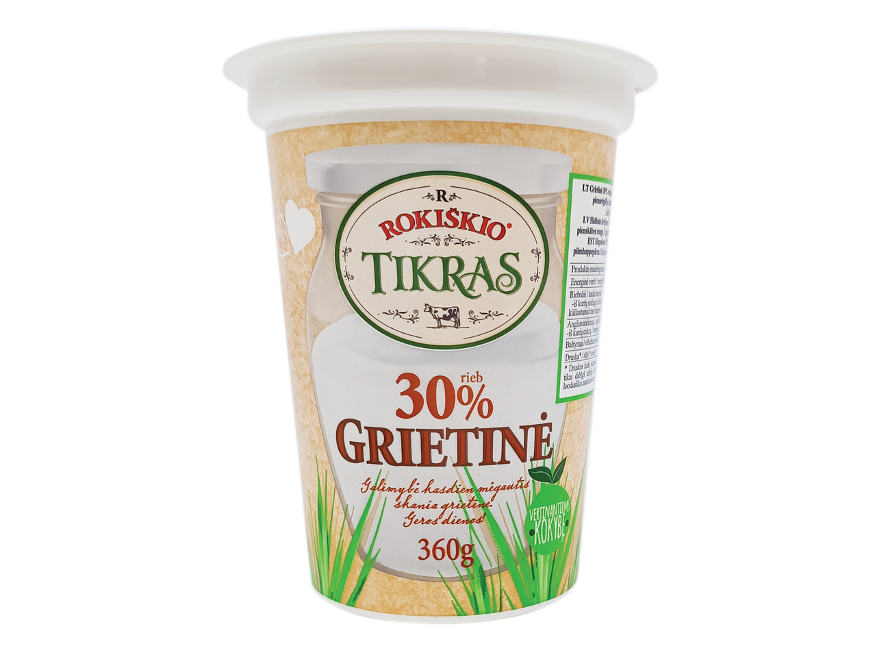 Rokiskio Tikras: 30% riebumo jogurtas, 360 g.