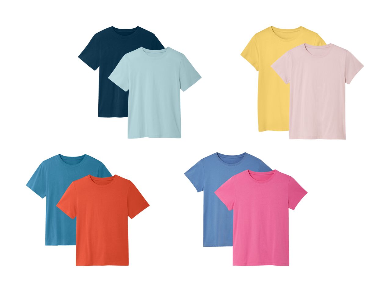 Sæt med to t-shirts i forskellige farver.