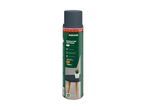 A can of dark grey coloured varnish, 2-in-1 paint and primer, 750ml, matt finish.