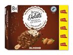 Pakke med 8 mandelis med chokoladeovertræk, mærket 'XXL' og 'lavet med passion'.