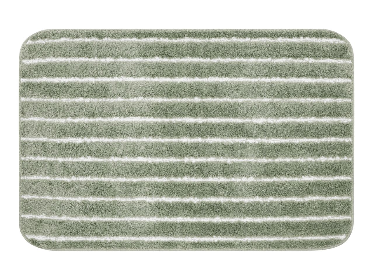 Green striped bath mat with rounded corners