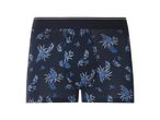 Boxer da uomo blu scuro con stampa ananas e foglie blu e bianche.