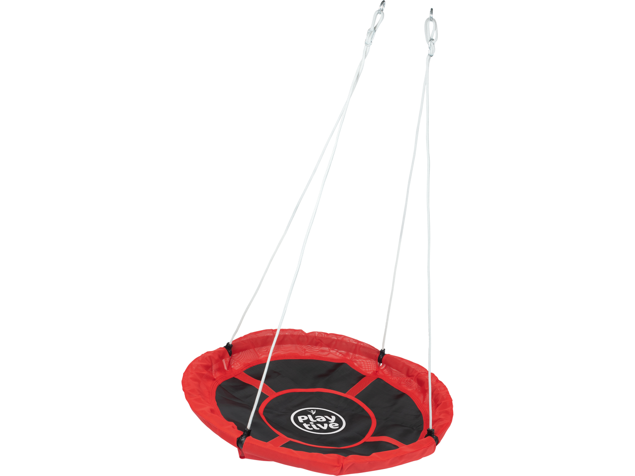 Playtive kiik: ümar punane kiik valge köiega.