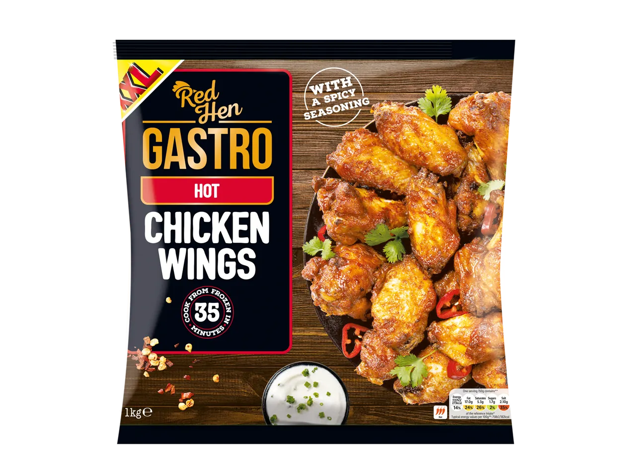 Red Hen Gastro Hot Chicken Wings, 1kg.
