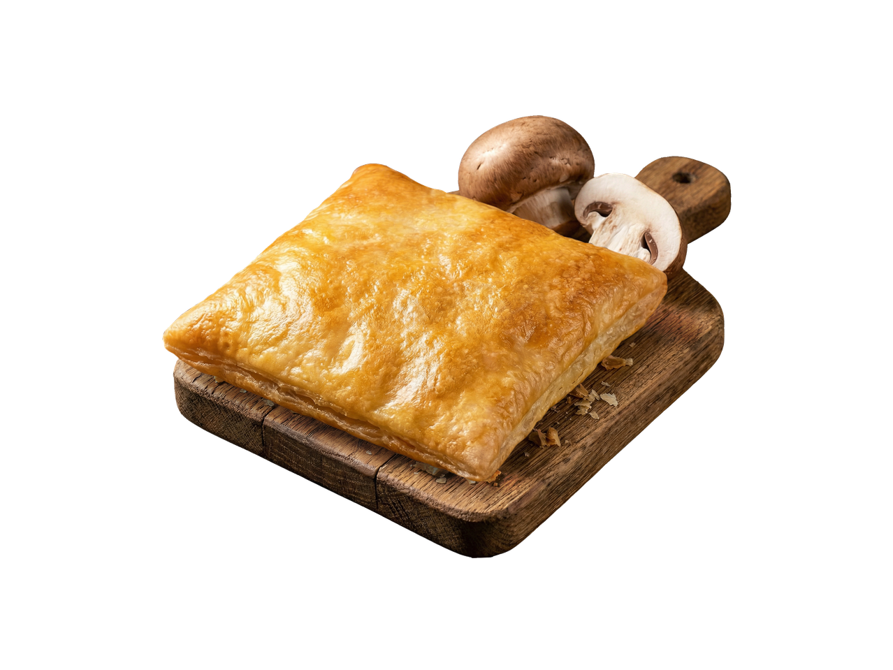 Merdenea cu ciuperci pe un tocător de lemn cu ciuperci proaspete.