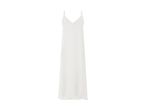 White sleeveless maxi dress with a V-neckline and thin straps