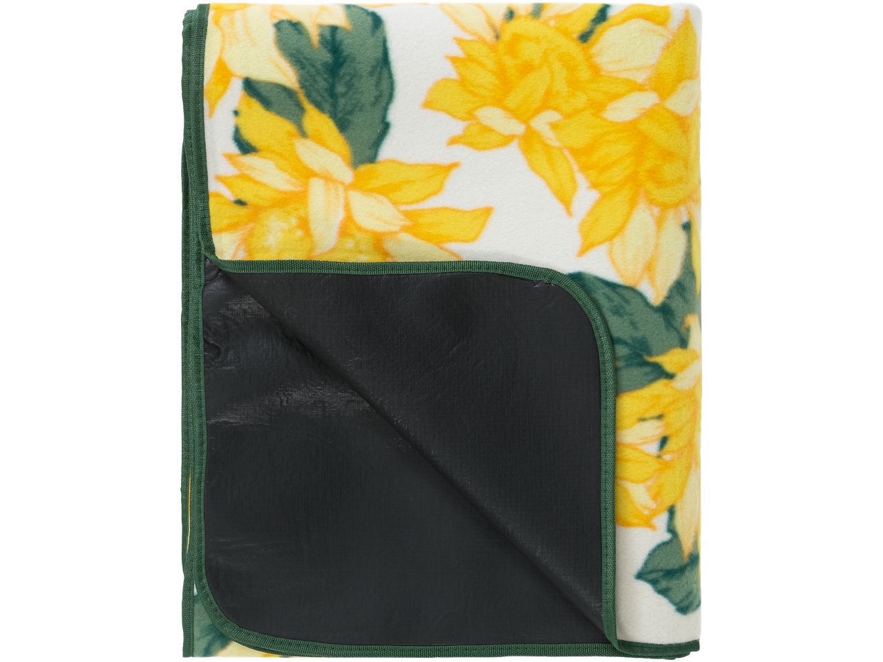 Couverture de pique-nique en polaire avec imprimé tournesols et dos imperméable.