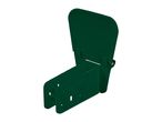 Dark green plastic clamp with a hinged top, designed for securing objects.