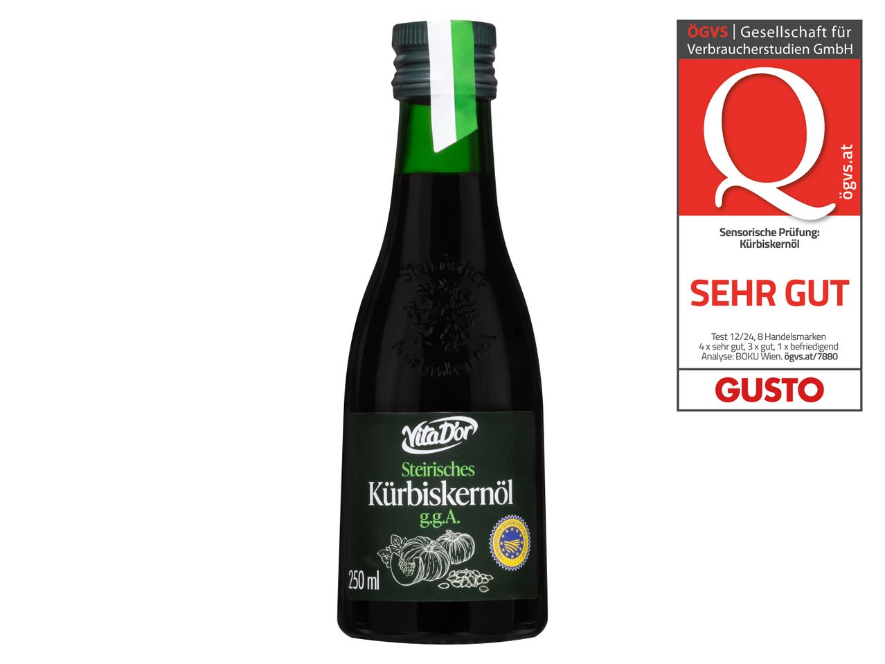 VitaDör Steirisches Kürbiskernöl (250 ml), ausgezeichnetes Produkt.