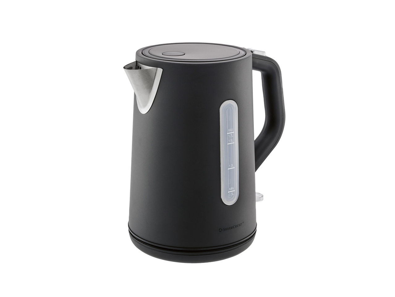 Black Silvercrest electric kettle with a 1.7 L capacity