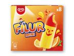 En æske med 8 Filur Mini ispinde med appelsinsmag.