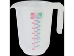Cântar de măsurare din plastic transparent, cu marcaje pentru făină și zahăr.