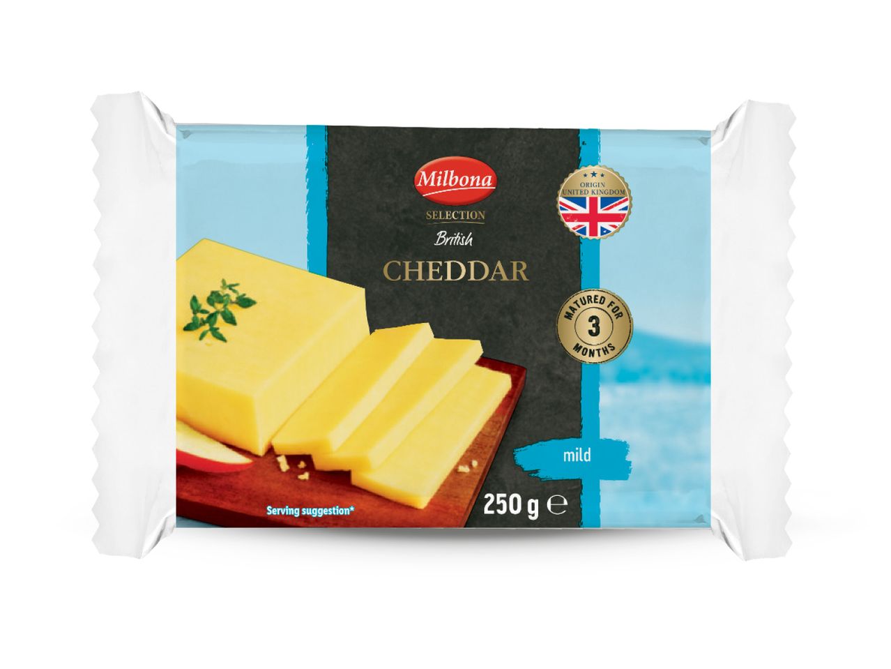 Milbona British Cheddar sir, blagi, zreo 3 mjeseca, 250 g