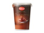 Milbona Selection Cream Pudding med mælkechokolade i en brun kop.