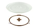 Microwave glass turntable plate and roller ring with support