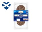Package of four Donald & Son Haggis slices, produced in Scotland.