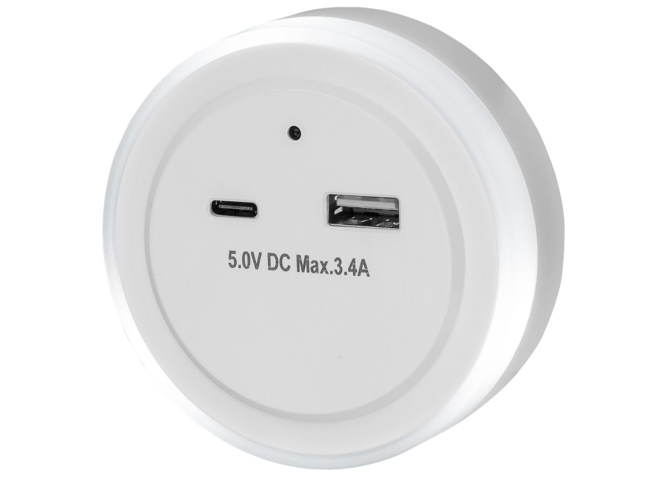 Luz noturna LED LIVARNO branca com portas USB-C e USB-A, 5.0V DC Max.3.4A