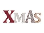 Wooden XMAS sign with red, white, and striped letters