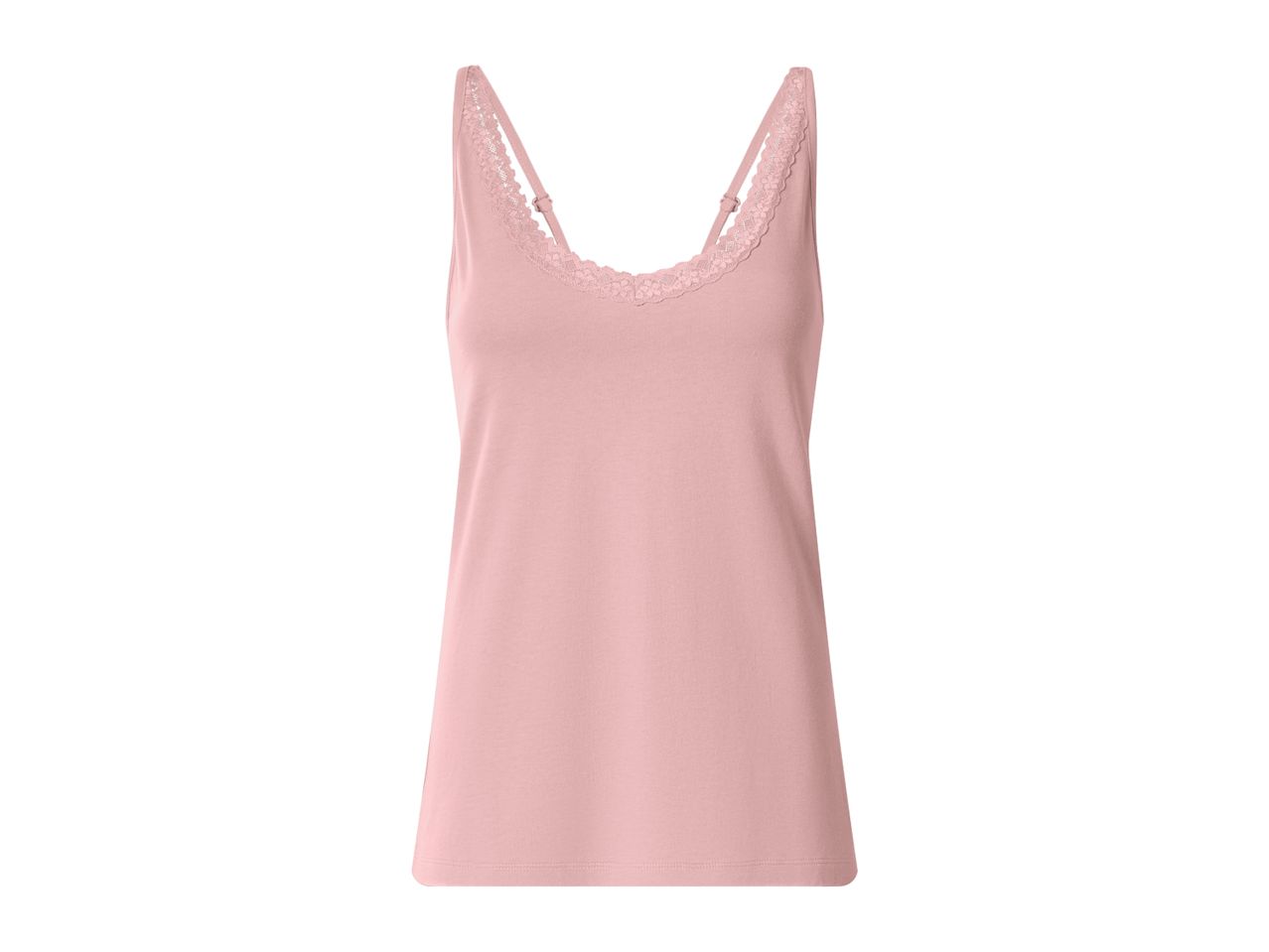 Pink women's camisole with lace trim