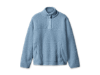 Hellblauer Fleece-Pullover mit Druckknöpfen und Taschen