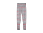 Graue Leggings mit rot-weißem Fair Isle Muster