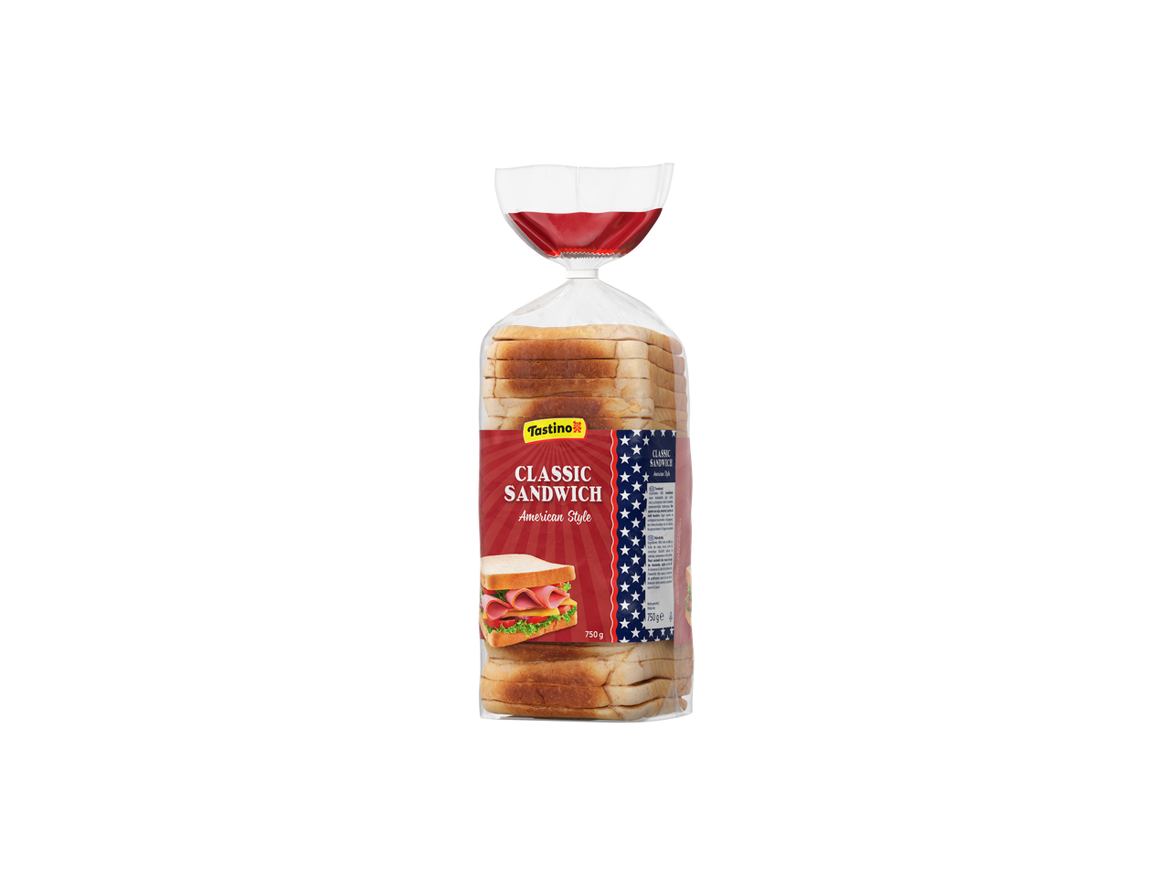 Un paquet de pain Tastino Classic Sandwich American Style.