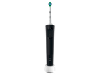 Oral-B electric toothbrush in black and white on a charging base.