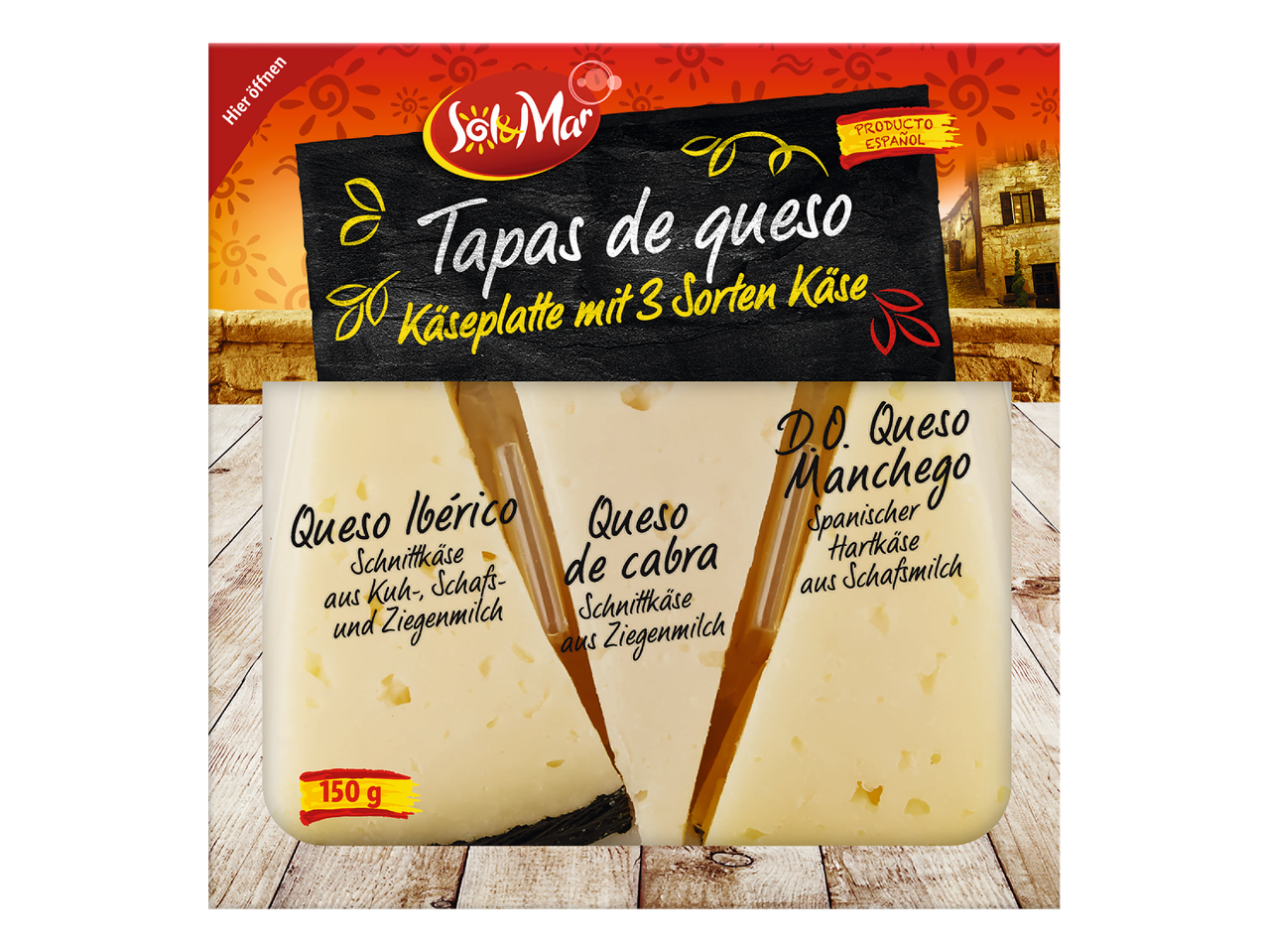 Sol&Mar spanische Käseplatte: Ibérico, Ziegenkäse und Manchego.